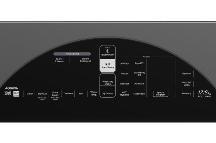 Máy giặt lồng ngang Hitachi Inverter 12Kg + sấy 8KgBD-D120XGV MAG