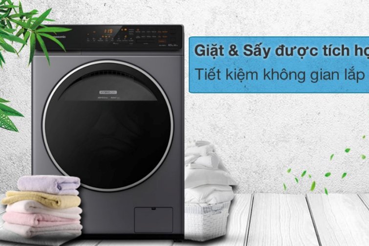 Máy giặt lồng ngang Panasonic Inverter 10Kg+sấy 6Kg NA-S106FC1LV