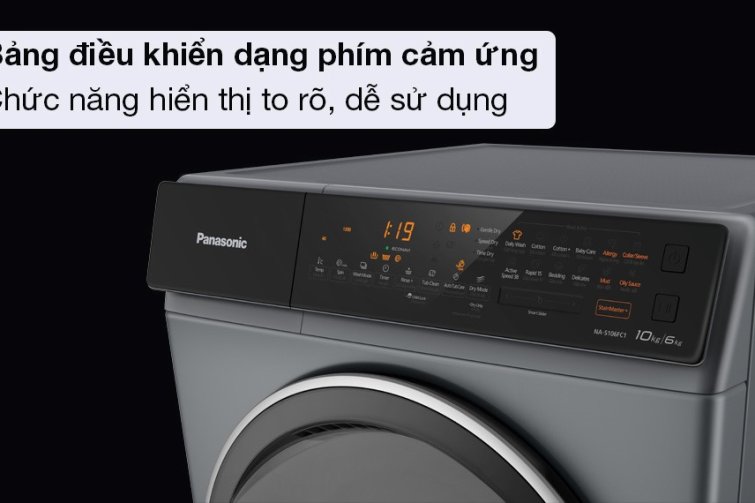 Máy giặt lồng ngang Panasonic Inverter 10Kg+sấy 6Kg NA-S106FC1LV