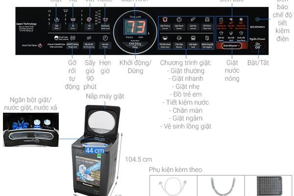 Máy giặt 10.5 Kg Panasonic NA-FD10VR1BV Inverter