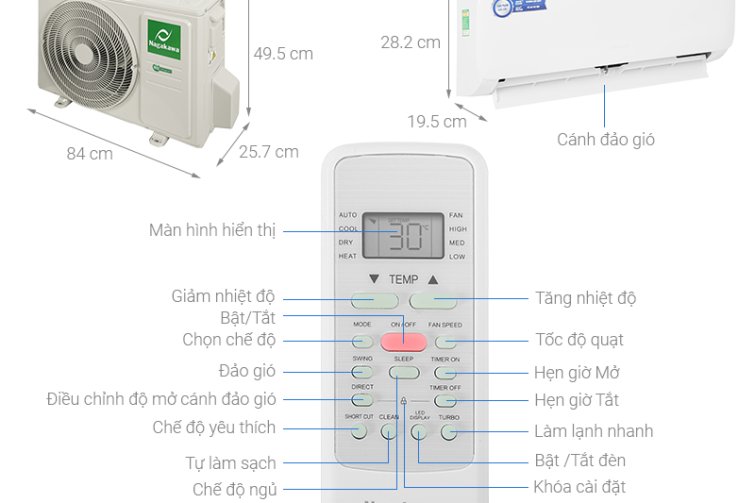 Điều hòa Nagakawa 1 chiều NS-C09R2M09 9000Btu/h